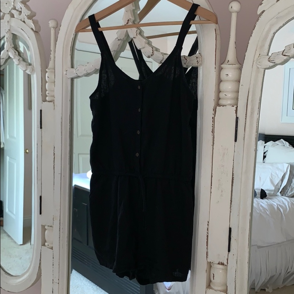 Vintage Linen Black Romper - Picture 2 of 3
